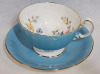 Aynsley " Turquoise Cottage Garden " Cup & Saucer , Rings True . No chips or cracks