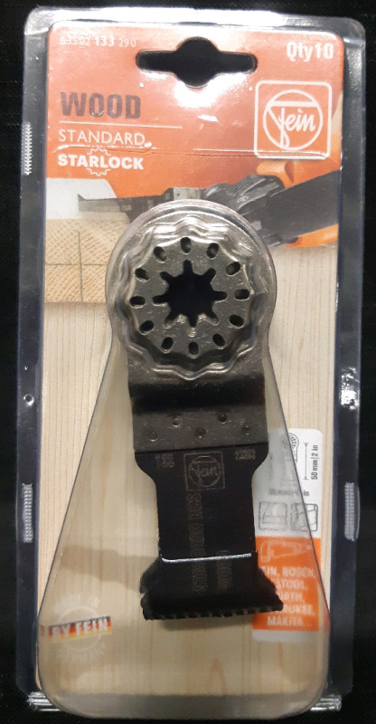 New Fein | 10 Pack Of StarLock E-Cut Standard Oscillating Saw Blades | Medium Waisted Shape 1-3/8" Width for All Wood, Drywall and Soft Plastics | Fits Most Multitools * Retails for $139.07* ( Model # 63502133290 )