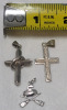 Sterling Silver Necklace Pendants . Two (2) Crosses & Curling Pendant - 2