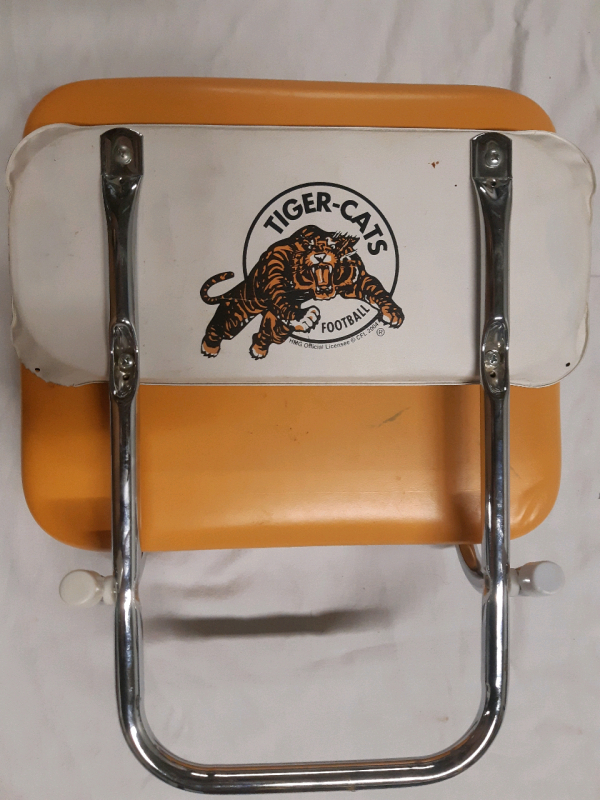 Tiger-Cats Football Stadium Faux Leather Portable Chair With Back Rest " Seat Measures 12" x 14"