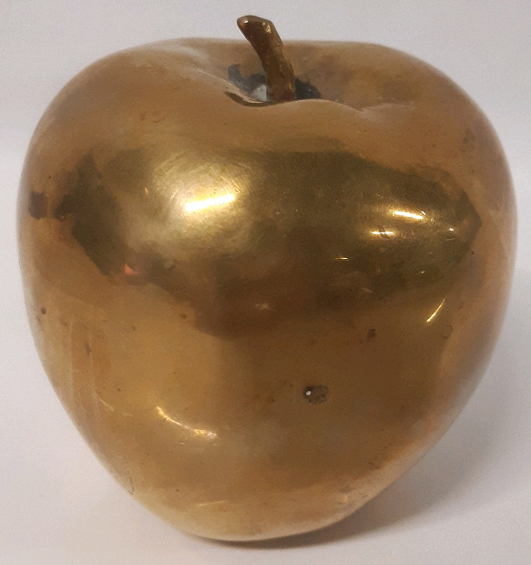 Vintage Brass Apple Paperweight 3" Tall