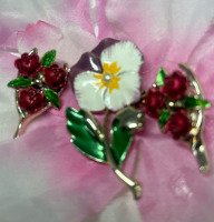 Signed Vintage Enamel Brooches