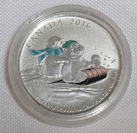 2016 Canadian Fine Silver $25 for $25 Silver Winter Fun Colored Coin