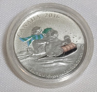 2016 Canadian Fine Silver $25 for $25 Silver Winter Fun Colored Coin