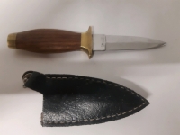 As New Wooden Handle Stainless Steel Knife 3" Long Blade With Brass Accents and Sheath Made In Pakistan