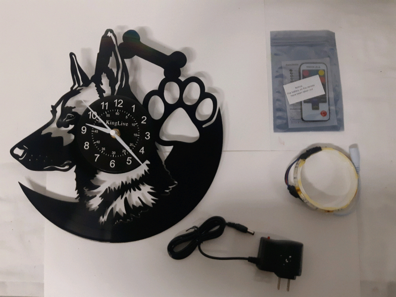 New KingLive Led German Shepherd Wall Clock ( 1 Foot Diameter ) * Not Tested *
