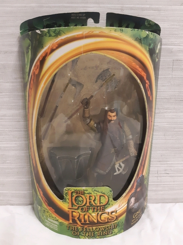 Vintage New Sealed Mattel Toy Biz | The Lord Of the Rings: The Fellowship Of The Ring Gimli | With Battle Axe Swinging Action ( 5" Tall Figurine )