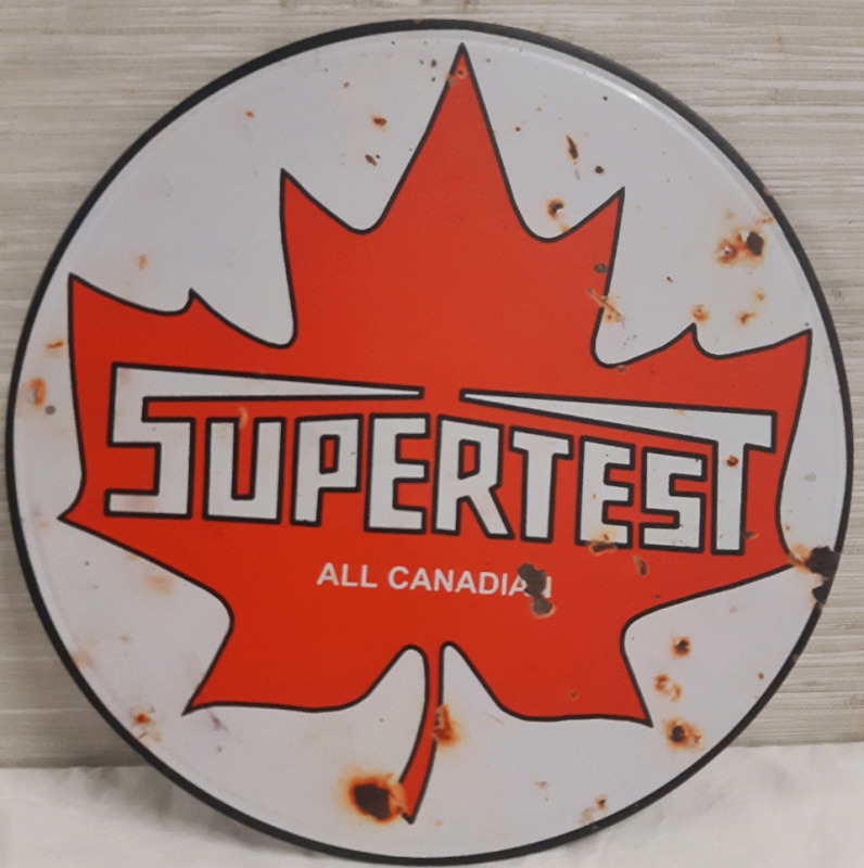New | " Supertest All Canada" Circular Metal Hanging Wall Sign ( 12" Diameter )