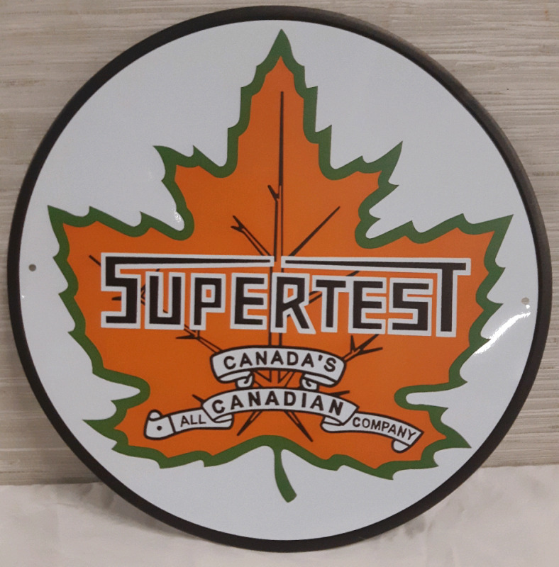 New | " Supertest Canadas All Canadian Company " Circular Metal Wall Sign ( 12" Diameter)