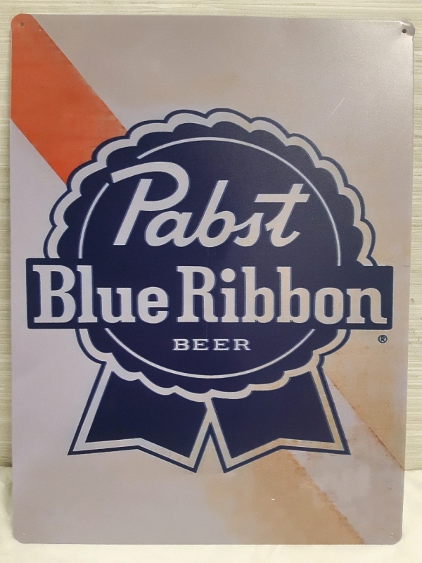 New | Pabst Blue Ribbon Beer Metal Hanging Wall Sign ( 12" x 16" )