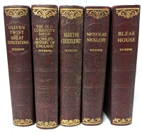 Antique 19th Century | 5 Volumes of Dickens : Oliver Twist & Great Expectations, The Old Curiosity Shop & A Child's History of England, Martin Chuzzlewit, Nicholas Nickleby, Bleak House