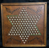 Vintage Wooden Chinese Checkers Board Wall Hanging - 16 by 16"