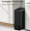 New | Cesun Small Bathroom Trash Can with Soft Close Lid & Step Pedal | 6 Liter / 1.6 Gallon Stainless Steel Garbage Can with Removable Inner Bucket - 2