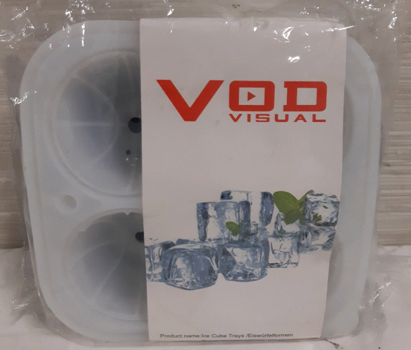 3 New Vod Visual | Silicone Ice Cube Trays ( 4 Cubes Per Tray )