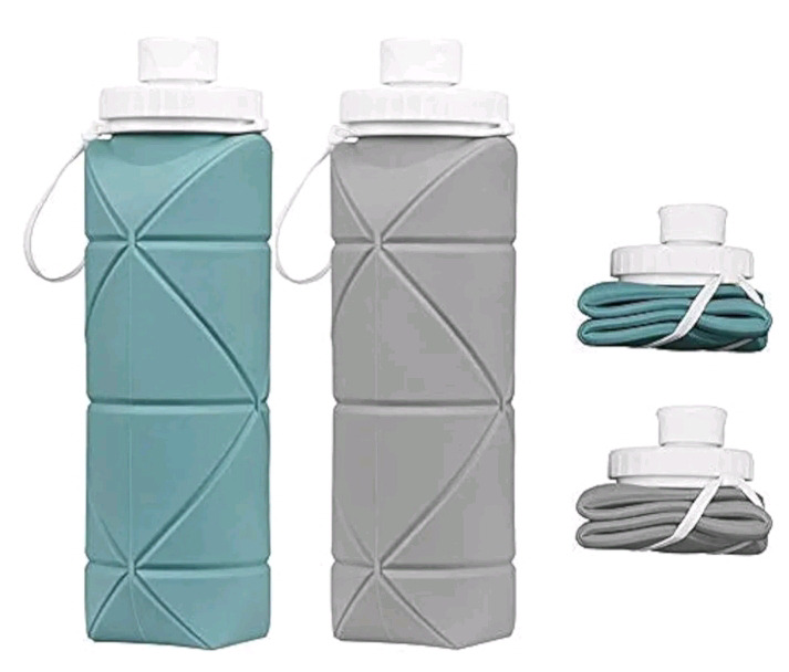 2 New SPECIAL MADE |Collapsible Water Bottles BPA Free | Siliconce Leak-proof Reusable Travel Water Bottles 550ML Each