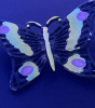 Butterfly Brooch Black Green Purple Enamel Uranium - 5