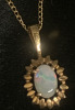 14K White Opal Pendant with Chain Luminous