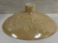 Vintage Embossed Flower Glass Torchiere Shade 16&rdquo; with 2 1/2&rdquo; Neck Buff Color No Cracks