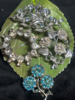 Four Vintage Brooches with Rhinestones