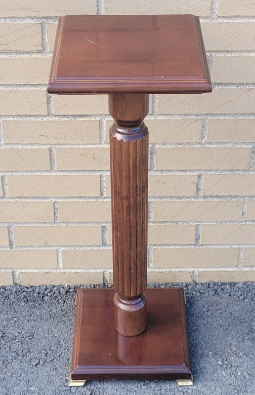 The Bombay Company Wooden Pedestal Plant Stand , measures 28" tall with 9 3/4"×9 3/4" top