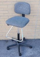 Adjustable Height Drafting Table Chair with Footrest on Wheels . Seat measures 20" to 31" tall