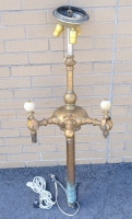 Vintage Brass & Copper Bar Tap Pole with Light Fixture on Top . Measures 40.5" tall . Hoses for Taps Inside Pole , Light Cable also inside pole . Untested