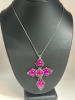 Sterling Chain Fuschia Pink Cab Large Cross - 4