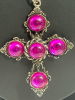 Sterling Chain Fuschia Pink Cab Large Cross - 5