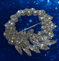 Sherman large Domed Wreath Brooch Diamanté Swarovski Crystal Rhinestone