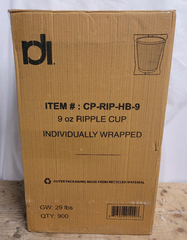 New - 9oz. Ripple Cups , 900 Individually Wrapped Cups