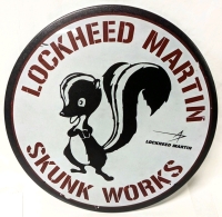 New Round Metal Retro Sign "Lockheed Martin Skunk Works" | 11.75" Diameter