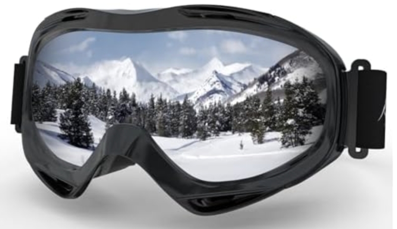 New Adult Reflective OTG (Over-the-Glasses) Silver Lens Ski Goggles with Anti-Fog Lens