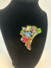 Amazing Fruit Salad Glass Rhinestone Large Brooch Vintage Prong Set - 2