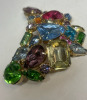 Amazing Fruit Salad Glass Rhinestone Large Brooch Vintage Prong Set - 6