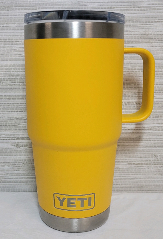 YETI Yellow Travel Mug with Handle , 591ml . Excellent Condition , Clean Inside