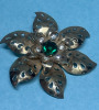 1940s CORO Dimentional Heart Rhinestones & CORO Green Rhinestone Brooch Signed - 4