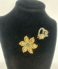 1940s CORO Dimentional Heart Rhinestones & CORO Green Rhinestone Brooch Signed - 6