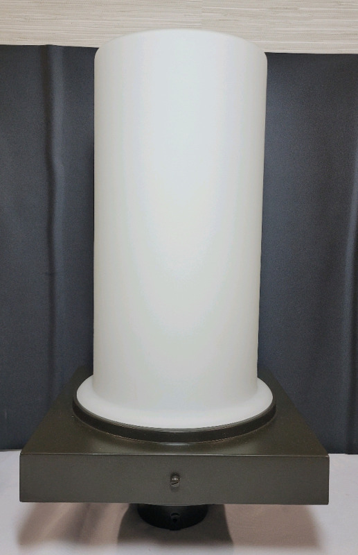 New - Forecast Lightolier Outdoor Pole Light . Includes Frosted Glass Cover & Light Base . Measures 20.5" Tall, fits 3 1/8" pole