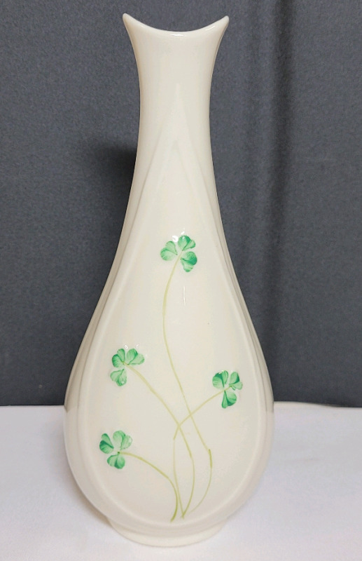 Vintage Belleek Vase . Measures 7 1/4" Tall . No chips or cracks