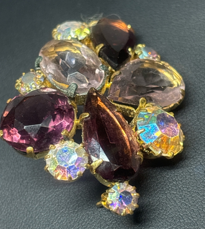 Austria Crystal Rhinestone Brooch inverted Stones