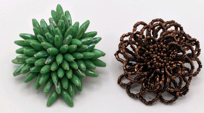 2 Fun Vintage Beaded Brooches | 1.75" - 2" Diameter