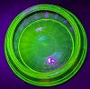 Fantastic Unsigned Anchor Hocking Block Optic Uranium Glass Candy Dish | 5.75" Diameter x 2.5" Tall (No Lid) - 3