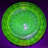 Fantastic Unsigned Anchor Hocking Block Optic Uranium Glass Candy Dish | 5.75" Diameter x 2.5" Tall (No Lid) - 5