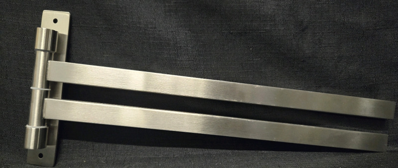 New | Wall Mounted Towel Drying Rack With 2 Swivel Arms ( 14" Long ) * Missing Mounting Hardware *