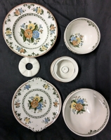 Vintage Villeroy & Boch "Alt Amsterdam" Pattern Ceramic Kitchenware | Footed Bowls, Dish, Round Tray & Warmer | Largest measures 9" Diam x 4.5" Tall