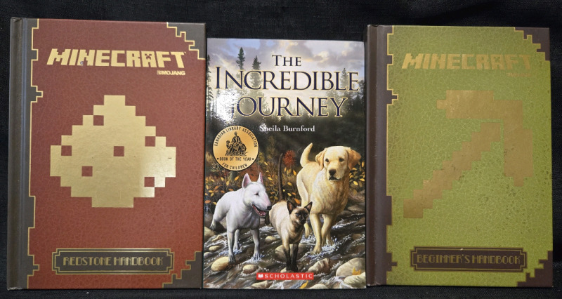 3 New Kids Books | 2 Minecraft Redstone Handbook & Beginners Handbook | 1 The Incredible Journey; By Sheila Burnford