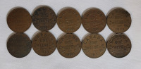 1920 - 1936 Canadian King George V Penny Lot , 10 Coins