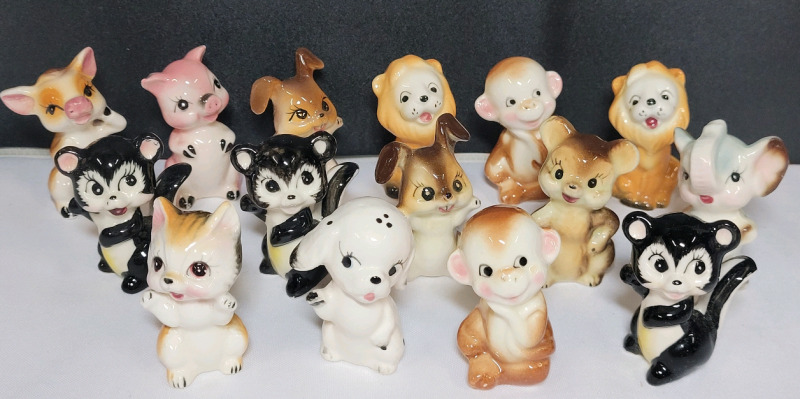 Vintage 50s/60s Japanese Porcelain Miniature Animal Figurines , 15 Figurines