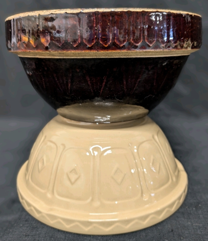 2 Large Heavy Duty Stoneware Potato Bowls incl Mason Cash & Co England + Unmarked | 10.25" Diameter x 4.6" - 5.15" Tall