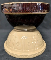 2 Large Heavy Duty Stoneware Potato Bowls incl Mason Cash & Co England + Unmarked | 10.25" Diameter x 4.6" - 5.15" Tall